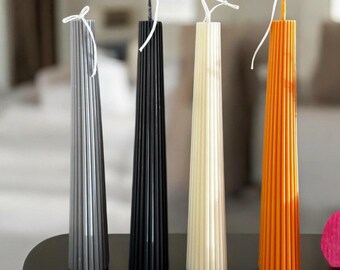 Geribbelde kaars, kaars gemengde bijenwas en soja, tafelkaars, eetkamerkaars, kaarscadeau, kerstkandelaar, woondecoratie, 1 st