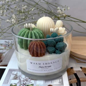 Succulent Garden Candle, Handmade Cactus Candle, Soy Scented Candle, Cactus Lovers Gift, Plant Candle Gift, Desert Candle, Gift for Mom