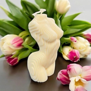 Vela con torso femenino geométrico, hecha a mano, regalo para ella, decoración femenina única, regalo de aniversario, regalo de boda, idea de regalo