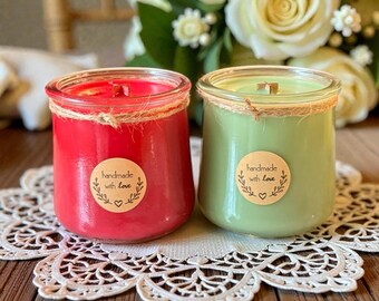 Handmade Soy Candle with Wooden Wick | Farmhouse Candle | Cottage Decor | Organic Vegan Candle | Housewarming Gift | Cozy Home Decor