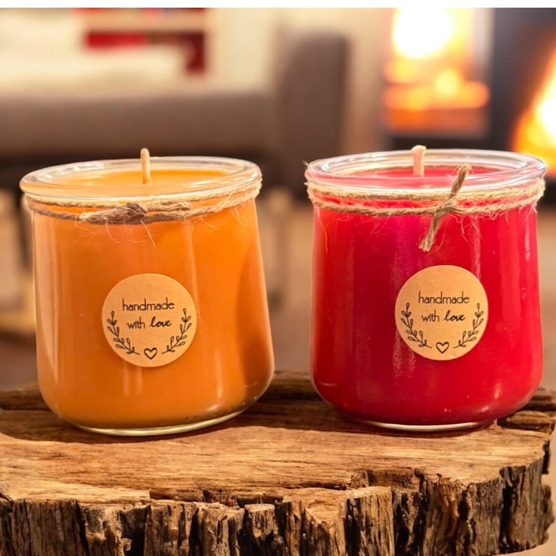 Rustic Farmhouse Candle, Hand Poured Organic Soy Wax Candle, Cozy Cottage Decor, Reusable Glass Jar Candle, Country Style Home Decor 5 oz