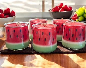 Watermelon Candle, Handmade Watermelon Scented Candle, Summer Home Decor, Garden Party Favor, Summer Birthday Party, Gift for Friends