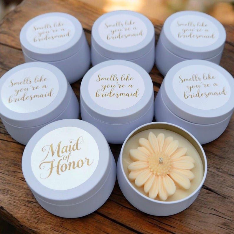 Bridesmaid Proposal Candle 4 oz | Will You Be My Bridesmaid Candle | Maid of Honor Gift | Handmade Daisy Floral Soy Candle