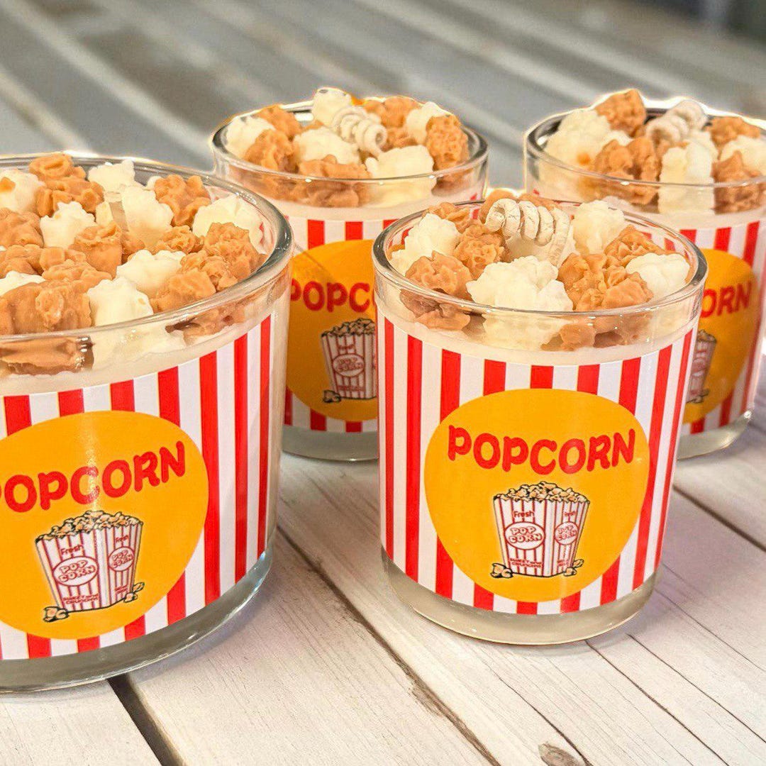 Popcorn Candle Popcorn Candle: Handmade Scented Soy Wax Candle, Movie Night Candle ...