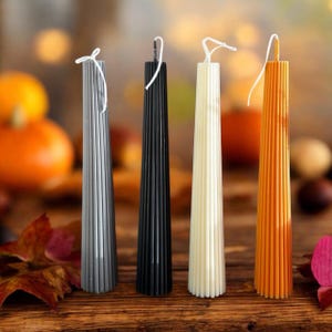 8&quot; Ribbed Taper Candle, Soy&Beeswax Taper Candle, Wedding Taper Candle, Fall Taper Candle, Christmas Taper Candle, Housewarming Gift, 1pc