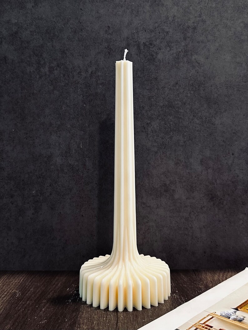 10 Stripe Vase Candle, Aesthetic Taper Candle for Home Decor, Beeswax