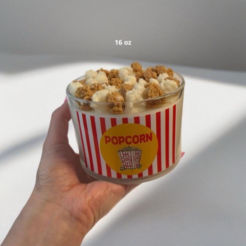 Popcorn Candle Popcorn Candle: Handmade Scented Soy Wax Candle, Movie Night Candle ...