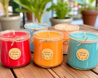 Rustic Farmhouse Candle, Hand Poured Organic Soy Candle, Cozy Cottage Decor, Reusable Glass Jar Candle, Country Style Home Decor 5oz, 7oz
