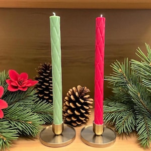 10” Diamond Taper Candle | Blended Soy & Beeswax Candlestick | Custom Color and Scent | Handmade Gift Candle, Dinner Table Candles, 1pc