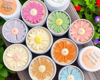 Personalized Wedding Candle Favors, Soy Candles for Guests, Rustic Wedding, Baby Shower, Bridal Party Gifts, Daisy Flower Candle, Gift Idea