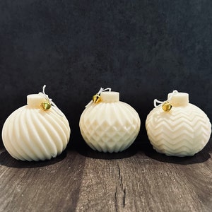 Christmas Ornament Candle Set of 3, Christmas Gift Ball Candle, Christmas Sphere Candle, Aesthetic Christmas Decor, Xmas Candles