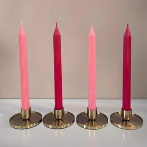 Handmade Ribbed Taper Candle 10 inch – Blended Soy & Beeswax, Custom Color, Elegant Candlestick, 1 pc