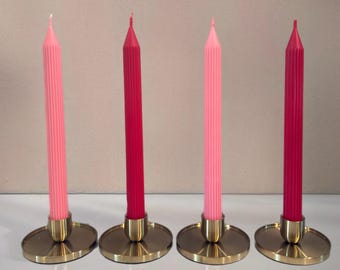 Handmade Ribbed Taper Candle 10 inch – Blended Soy & Beeswax, Custom Color, Elegant Candlestick, 1 pc