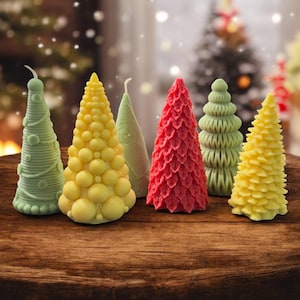 Christmas Tree Candle, Handmade Soy Scented Candle, Winter Holiday Decor, Evergreen Tree Candle, Christmas Gift, Festive Home Candle, 1 pc