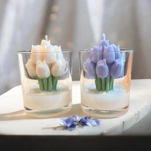 Vela de tulipán personalizada de 283 g, vela de flor de soja hecha a mano, recuerdo para despedida de soltera, vela decorativa para bodas, regalo de cumpleaños, decoración del hogar para primavera