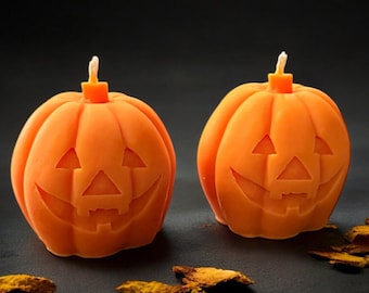 Pompoenvormige sojawaskaars, spookachtig Halloween-kaarscadeau, herfstdecor