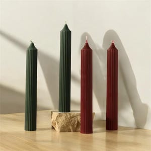 10&quot; Ribbed Taper Candle, Dining Table Candles, Wedding Taper Candles, Soy&Beeswax Taper Candles, Altar Candles, Christmas Taper Candles, 1pc