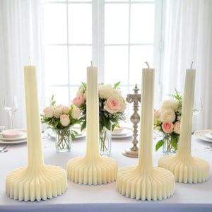 8&quot; Elegant Tall Taper Candle, Striped Vase Candle, Blended Soy&Beeswax Candle, Wedding Candle, Decorative Candle, Birthday Gift for Her, 1pc