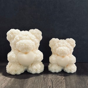 Valentine's Day Rose Bear Candle Mold 3D Love Bear Plaster Candle Making  Kit DIY Handmade Silicone Molds Wedding Decoration Gift