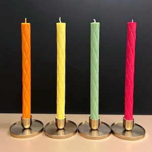 Elegant Diamond Taper Candle – 10” Blended Soy & Beeswax Candle | Handmade Decorative Candlestick | Wedding, Holiday, or Home Décor Gift 1pc