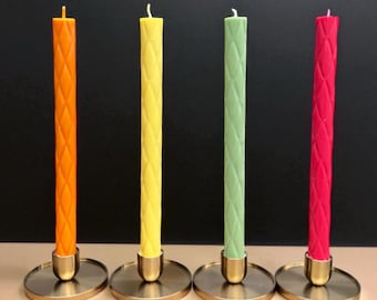 Elegant Diamond Taper Candle – 10” Blended Soy & Beeswax Candle | Handmade Decorative Candlestick | Wedding, Holiday, or Home Décor Gift 1pc