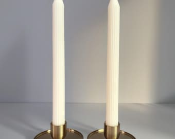Tall Taper Candle, Soy & Beeswax, Fall Candlestick: Elegant Ribbed Design, 10 Inch, 1 pc