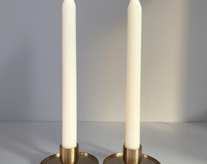 Tall Taper Candle, Soy & Beeswax, Fall Candlestick: Elegant Ribbed Design, 10 Inch, 1 pc