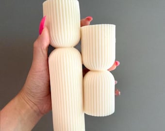 Pillar Candles Set of 2, Thanksgiving Table Candle, Fall Candle Gift, Christmas Pillar Candle, Hourglass Candle, Wedding Centerpiece Candle