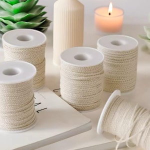 Cotton Candle Wick 21-45 Thread, Low Smoke Eco-Friendly Wick for DIY Candle Making, Whole Roll Roller Degrease Candle Wicks, Candle Supplies