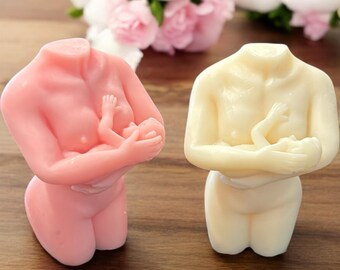 Mother and Baby Soy Wax Candle: New Mom Candle, Baby Shower Gift, Woman Torso Candle