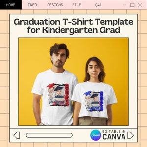 2024 Editable Kindergarten and Pre-K Graduation T-Shirt Design Template for Canva – Perfect for Sublimation, DTF, and DTG Printing