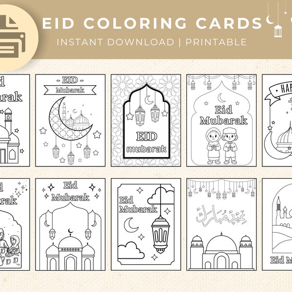 Cartes Eid à colorier, Cartes de l'Aïd DIY, Cartes de l'Aïd imprimables, Activités pour les enfants de l'Aïd, Cartes de l'Aïd Mubarak, Eid Al Fitr, Idées pour l'Aïd, Fête de l'Aïd, Loisirs créatifs