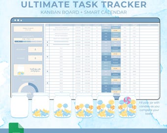Task Tracker Google Sheets, Task Management Spreadsheet, To Do List with Kanban Board and Smart Calendar, Team Project Management, Checklist