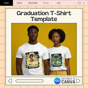 2024 Editable Graduation T-Shirt Design Template for Canva – Ideal for Sublimation, DTF, and DTG Printing