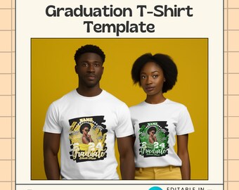2024 bearbeitbare Abschluss-T-Shirt-Designvorlage für Canva - Ideal für Sublimations-, DTF- und DTG-Drucke