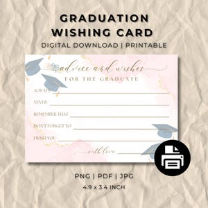 Graduation Rat und Wunschkarten, druckbare Tischdekoration, sofortiger digitaler Download, Abitur, College-Abschluss