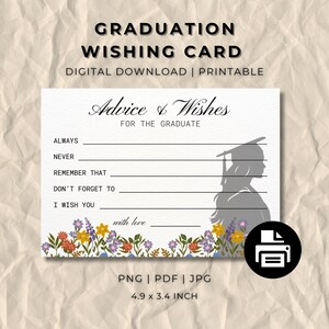 Graduation Rat und Wunschkarten, druckbare Tischdekoration, sofortiger digitaler Download, Abitur, College-Abschluss