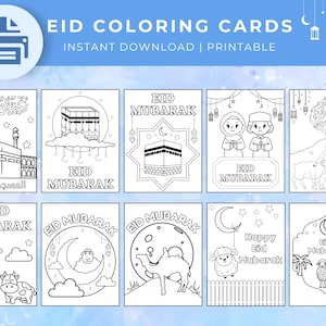 Eid Coloring Cards, DIY Eid Cards, Printable Eid Cards, Eid Kids Activity, Eid Mubarak Cards, Eid Al Fitr, Eid Al Adha, Eid Idea, Eid Party