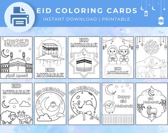 Schede Eid da colorare, carte Eid fai da te, carte Eid stampabili, attività Eid per bambini, carte Eid Mubarak, Eid Al Fitr, Eid Al Adha, idea Eid, festa di Eid