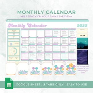 Monthly Calendar Spreadsheet, To-Do-List Google Sheet, Task Planner Template, Daily Task Tracker, Monthly Calendar, Digital Dashboard