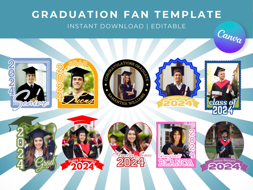 Grad Fan Template Bundle, Grad Fan, Grad Paddle Fan Template ...