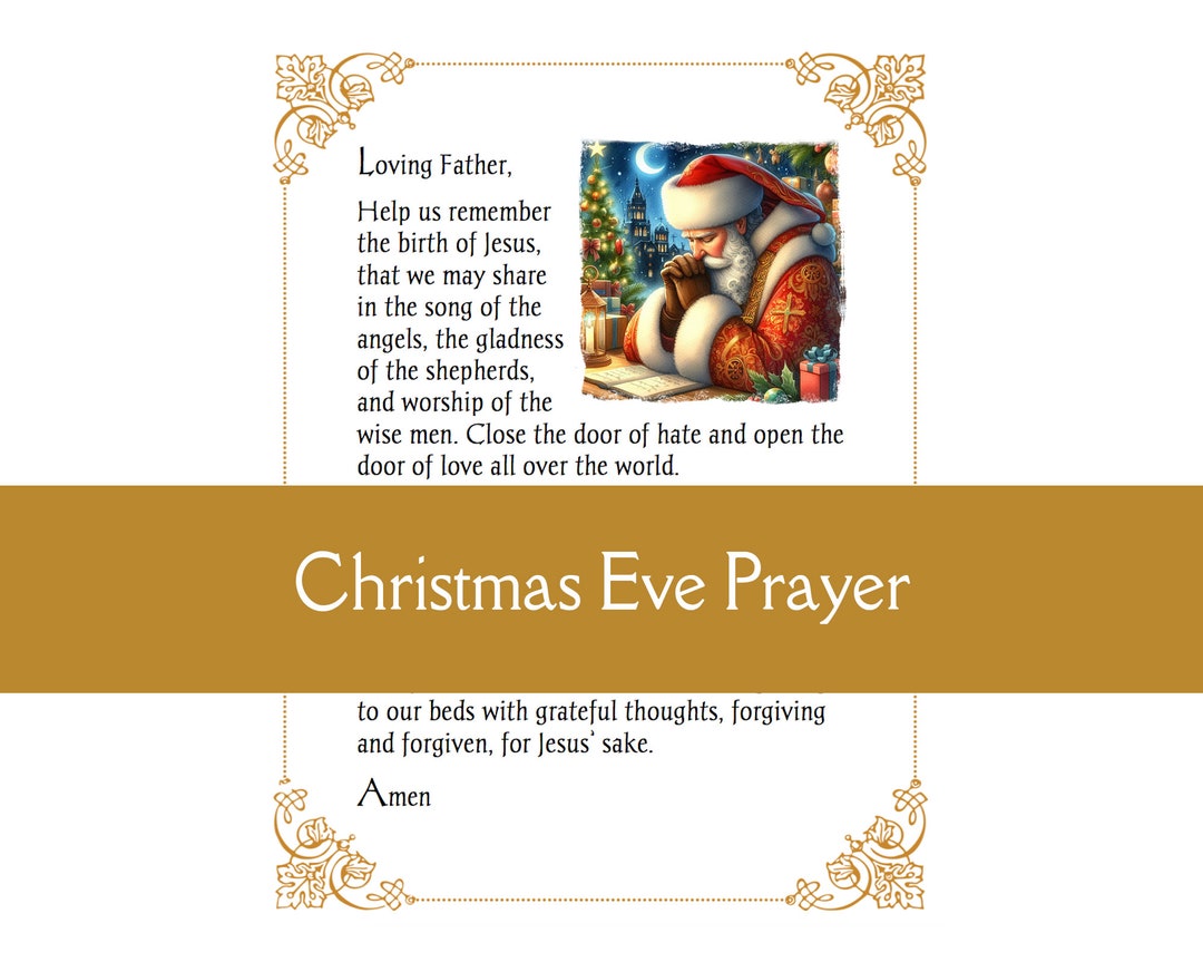 Christmas Eve Prayer, Christian Prayer Card, Printable A4 Wall Art