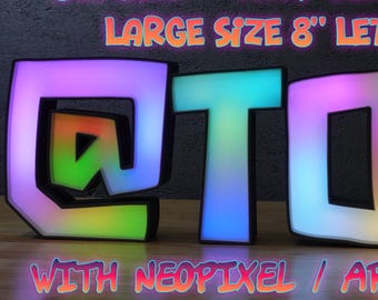 8 Inch - Channel Letters LED Sign - White Embossed Face - RGB Leds