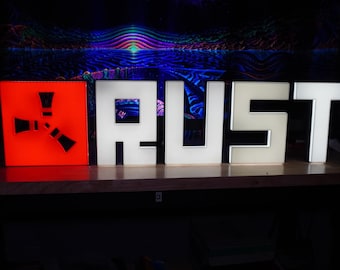 Rust GAME Logo - Large 3D Block Print - Block Text Style - Wall LED - Gift, Birthday, Gamer
