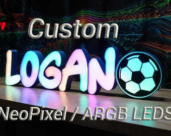Custom 6" LED Channel Letters Sign - Embossed ARGB Neopixel - Wedding, birthday, Customized Gift