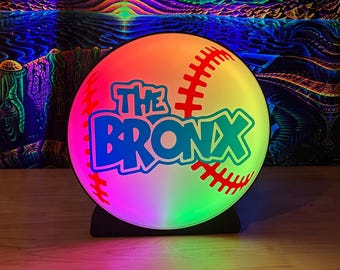 The Bronx - New York City - Graphic 3D Printed LED Wall Sign - White LED - Huge Neon Sign - Sports Fan Gift, Mancave