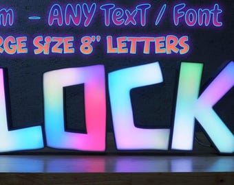 8 Inch Large - Custom Channel LED Sign - Embossed Face - ARGB LEDs