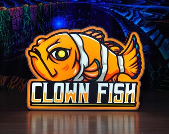Clown Fish - Graphic 3D Printed LED Wall Sign - White LED