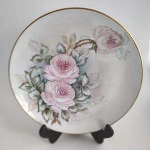 Floral Decorated Plate Wall Art Signed by Christina Jones 1987 Vintage