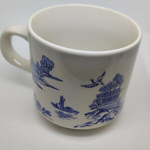 Delft Blue & White Teacup , Asian Design Transferwear , Mid Century Vintage